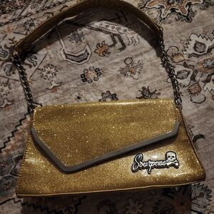 Sourpuss Gold Glitter Shoulder Bag
